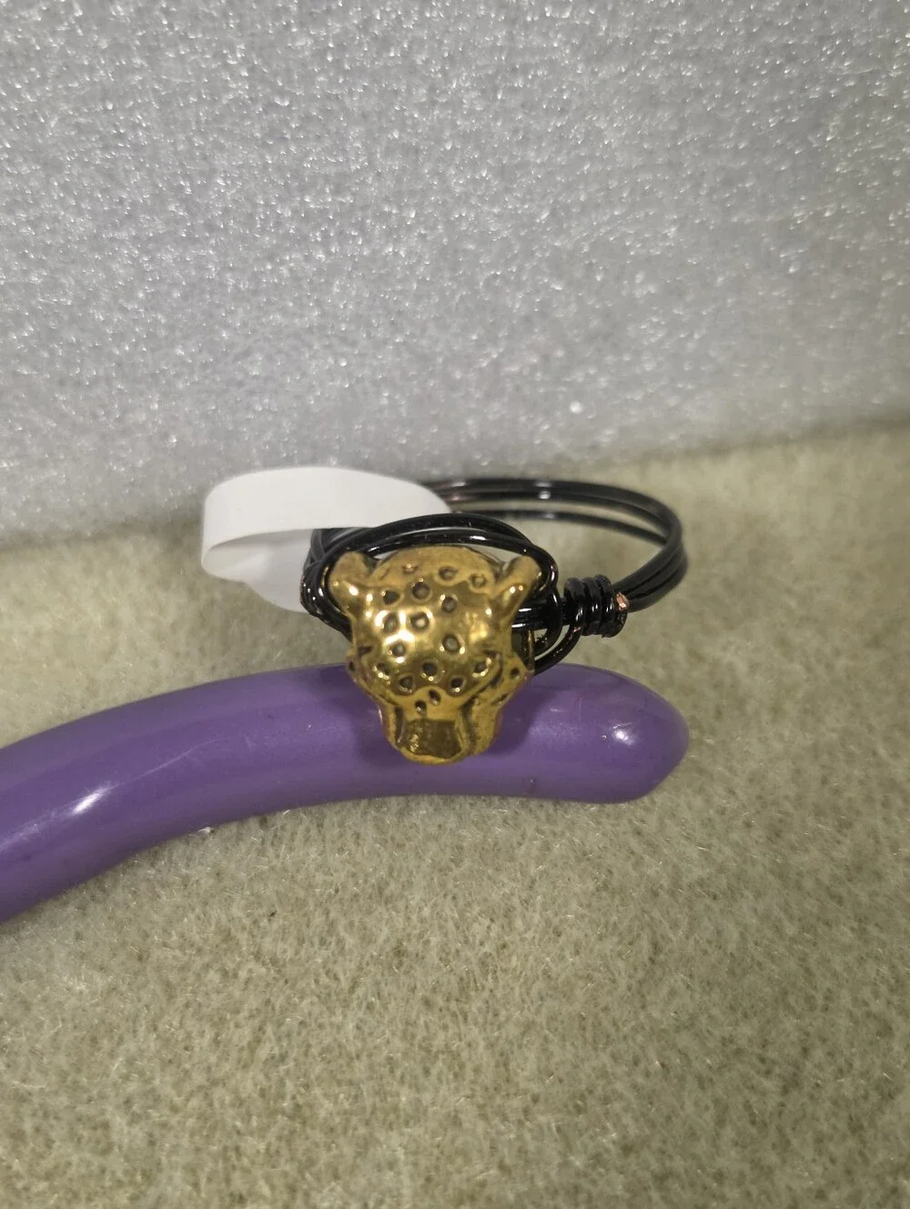 Handcrafted Gold Leopard Head Wire-Wrap Ring - Men's Jewelry